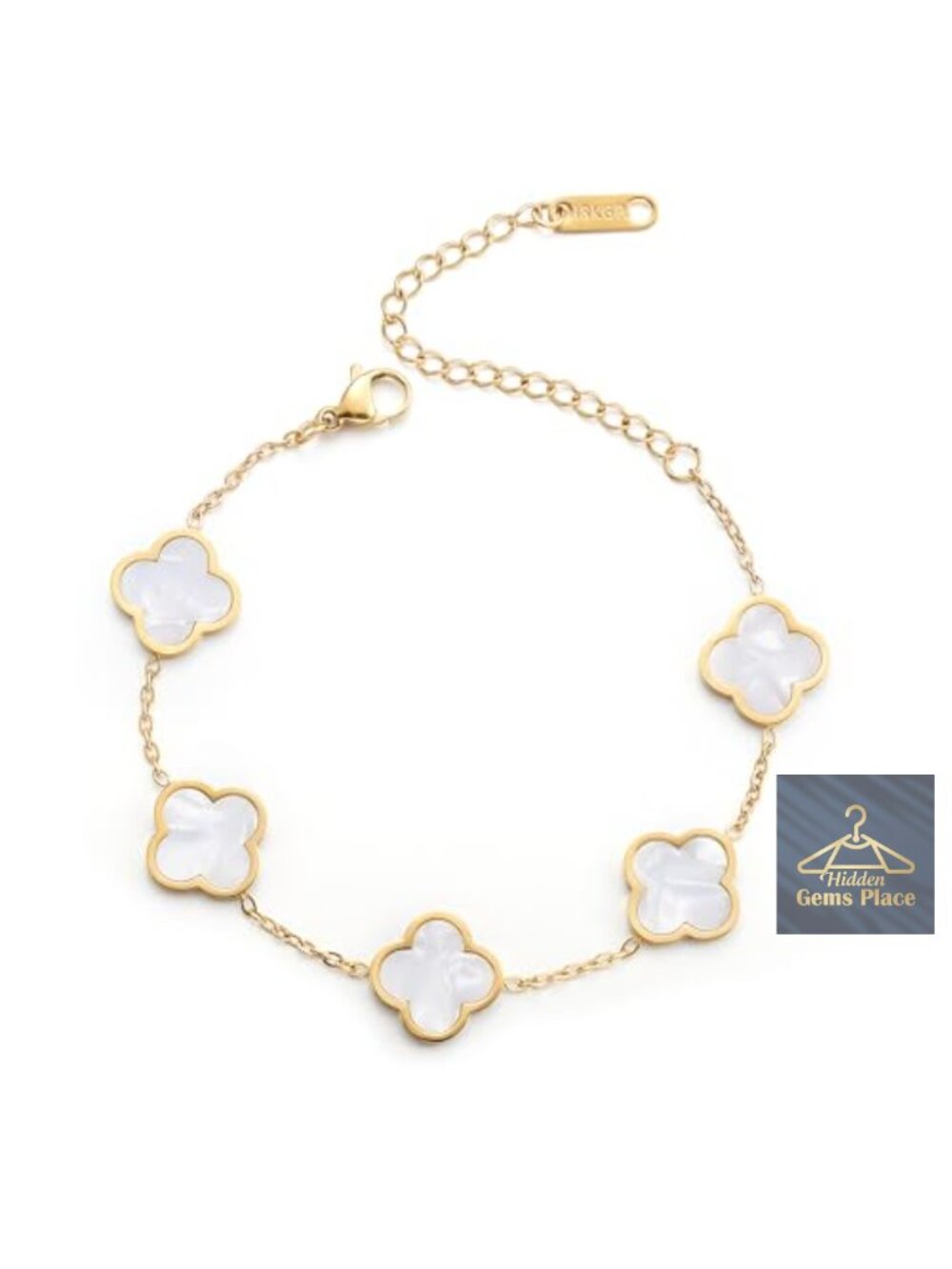 18K Gold Plated Clover Lucky Charm Bracelet Link Bracelet